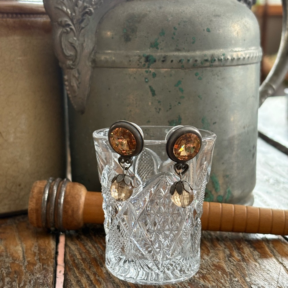 Vintage style amber earrings